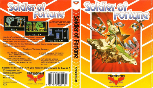 Soldier of Fortune box art for ZX Spectrum